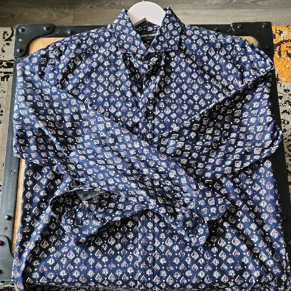 WARREN WEBBER Blue Patterned Shirt